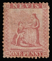 1862 1p Nevis, British Colonies (SG 1, CV $150)