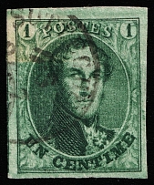 1861 1c Belgium (Mi 6II, Canceled, CV $160)