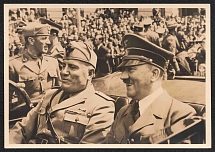 1940 Hitler and Mussolini, Third Reich, Germany, Postcard (Special Cancellation)