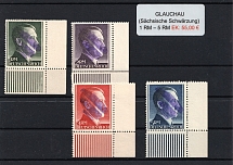 1945 GLAUCHAU Local Issue 1RM - 5RM, Germany, Overprint on Hitler's head (Corner Margins, MNH)