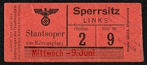 1937 Orchestra Stalls State Opera on the Konigsplatz. Ticket