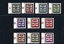 1945 GLAUCHAU Local Issue, Germany, Official Stamps (Mi. 20 - 29, Full Set, Certificate, Margins, Plate Numbers, CV $720, MNH)