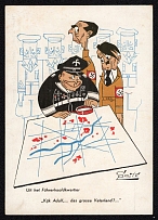 1944 Germany Third Reich, Netherlands Anti Nazi Caricature postcard, Nazi Leaders