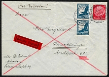 1939 Cover franked with a pair of Sc C49 and a single Sc 422. Posted in Nuremberg