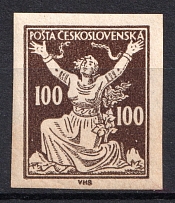 1920-22 100H Czechoslovakia (IMPERFORATED, MNH)