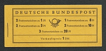 1958-60 Booklet with stamps of German Federal Republic, Germany in Excellent Condition (Mi. 4 X u, 2 x Mi. 285, 2 x Mi. 179, 2 x Mi. 183, 3 x Mi. 185, 1 x 182, CV $40)