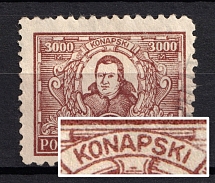 1923 3000m Poland ('KONAPSKI' instead 'KONARSKI', Print Error, Canceled, CV $30)