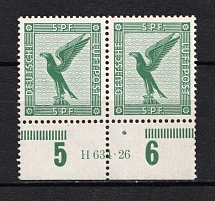 1926-27 5pf Weimar Republic, Germany Airmail (Control Number, Pair, CV $60, MNH)