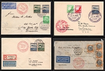 1934-36 Zeppelins, Third Reich, Germany, Covers to New-York, Rio de Janeiro with Commemorative Postmarks, Airmail
