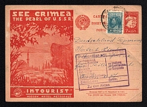1930 7k 'See Crimea', Advertising Agitational Postcard of the USSR Ministry of Communications, Russia (SC #37, CV $140, Moscow - Berlin)