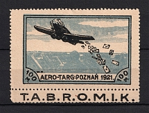 1921 100m Poznan Airline Society Aerotarg, Poland (T.A.B.R.O.M.I.K. Advertising Label)