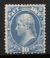 1873 10c Jefferson, Official Mail Stamp 'Navy', United States, USA (Scott O40, Ultramarine, CV $100)