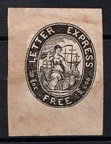 1844 5c Letter Express, United States, Locals (Undescribed in Catalog)