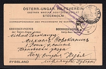 1916 Austro-Hungarian Empire, Military Censorship, Postcard for Prisoners of War, Stockholm
