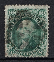 1868 10c Jefferson, United States, USA (Scott 96, Green, Used, CV $250)