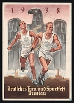 1938 'German Gymnastics and Sports Festival Breslau', Propaganda Postcard, Third Reich Nazi Germany