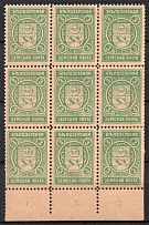 1913 3k Belozersk Zemstvo, Russia (Schmidt #104, Block of 9, CV $90)