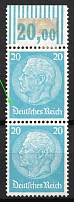1933-36 20pf Third Reich, Germany, Pair (Mi. 521,  Open 'D', Print Error)