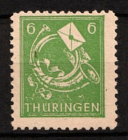 1945 6pf Soviet Russian Zone of Occupation, Germany (Mi. 95 A X var, Unprinted Tape Edges and Inner Post Hornes Line, MNH)