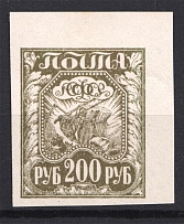 1921 RSFSR 200 Rub (Gray-Olive, CV $250, MNH)
