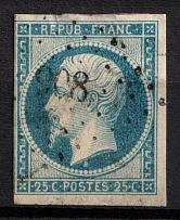 1852 25C France (Mi. 9, Used, CV$70)