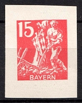 1919 15pf Bavaria, Germany (Red Orange Proof, MNH)