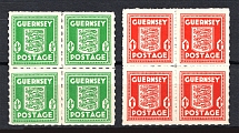 1941-44 Germany Occupation of Guernsey Blocks of Four (CV $145)