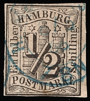 1859 1/2s Hamburg, German States, Germany (Mi 1, Canceled, CV $900)