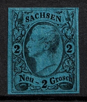 1855-63 2n Saxony, German States, Germany (Mi. 10 a, Sc. 11 a, CV $40)