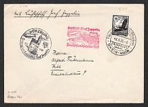 1939 (6 Aug) Germany, Graf Zeppelin II airship airmail postcard from Frankfurt to Kiel, Flight to Wurzburg 'Frankfurt - Wurzburg' (Sieger 461)