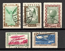 1932 Latvia Airmail (Perf, Full Set, CV $145, Canceled)