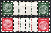 1934 Third Reich, Germany, Gutter Tete-beches, Se-tenants, Zusammendrucke (Mi. KZ 22.1.3, KZ 23.1.4, CV $40)