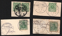 German Empire on pieces, Germany (Sea Mail Cancellations)