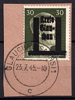 1945 30pf Glauchau (Saxony), Germany Local Post (Mi. 14, Signed, Canceled)