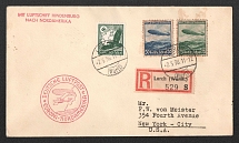 1936 (2 May) Germany, Hindenburg airship Registered airmail cover from Lorch to New York (United States), 1st flight to North America 'Frankfurt - Lakehurst' (Sieger 406 H, CV $50)