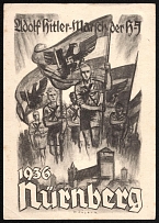 1936 'Adolf Hitler March Nuremberg 1936', Propaganda Postcard, Third Reich Nazi Germany