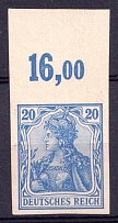 1902 20pf German Empire, Germany (Mi. 72 U, Margin, Control Number '16.00', Signed, CV $330)