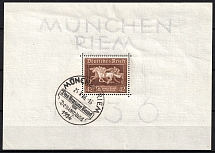 1936 Third Reich, Germany (Souvenir Sheet Mi. 4x, Special Commemorative Cancellation MUNICH-ROME, CV $20)