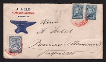 1924 (16 Jan) Colombia Airmail cover from Manizales to Bremen (Germany) addition franked stamp of 'SCADTA' first airline in Latin America