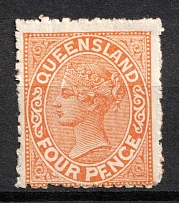1890-94 4p Queensland, Australia, British Commonwealth (Mi. 76 b, CV $30)
