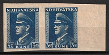 1943 3.5k Croatia Independent State (NDH), Pair (Mi. 106 U, Full Set, Margin, CV $20)