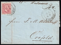 1859 (25 Nov) 1sgr Prussia, German States, Germany, Cover from Aachen to Crefeld franked with Mi. 10 a