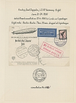Worldwide Air Post Stamps and Postal History - Germany - Zeppelin Flights - 1930 (June 22-25), Germany Flight two postcards, franked by German Eagle 1m black and salmon, first one cancelled on-board ''22.6.1930'' and has …