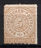 1868 5gr North German Confederation, Germany (Mi. 6, Sc. 6, CV $200, MNH)