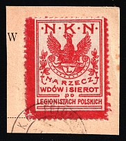 1915-17 'NKN' on piece, for Widows and Orphans, Military Mail, Poland (Fi. 5, Certificate, Signed, Used, CV $60)