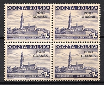 1937 5gr Danzig Gdansk, Germany, Official Stamps, Block of Four (Mi. 32, CV $40, MNH)