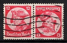 1933 12pf Third Reich, Germany, Tete-beche, Zusammendrucke (Mi. K 18, Canceled, CV $50)
