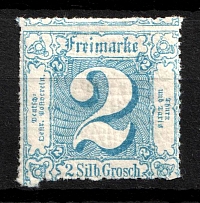 1865 2s Thurn und Taxis, German States, Germany (Mi. 39, Sc. 25, SHIFTED Rouletting)