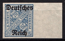 1920 20pf Weimar Republic, Germany (Mi. 60 Y U, IMPERFORATED, Certificate, CV $650, MNH)