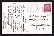 1936 (7 Apr) Germany Third Reich Sea Ship Mail, Postcard to New York, United States